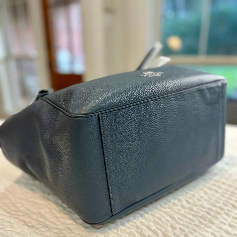 Coach Meadow New with Tags Denim Pebbled Leather Shoulder Bag + authenticity 📝 - Picture 3 of 16